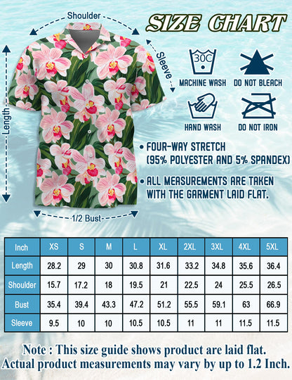 Orchid Flowers Hawaiian Shirt for Men, Button Down Aloha Shirt - Azhawaiian