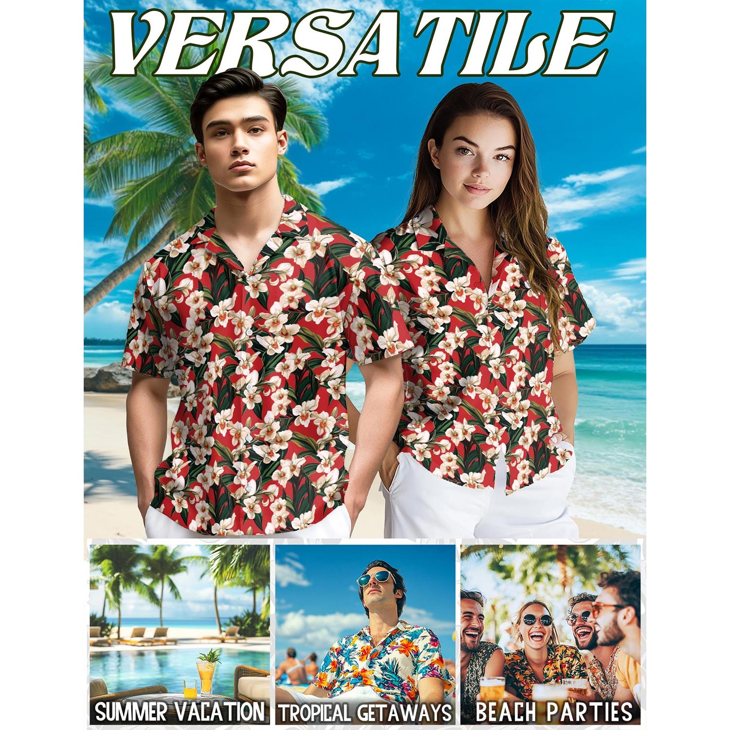 Orchid Ginger Red Hawaiian Shirt for Men, Button Down Aloha Shirt - Azhawaiian