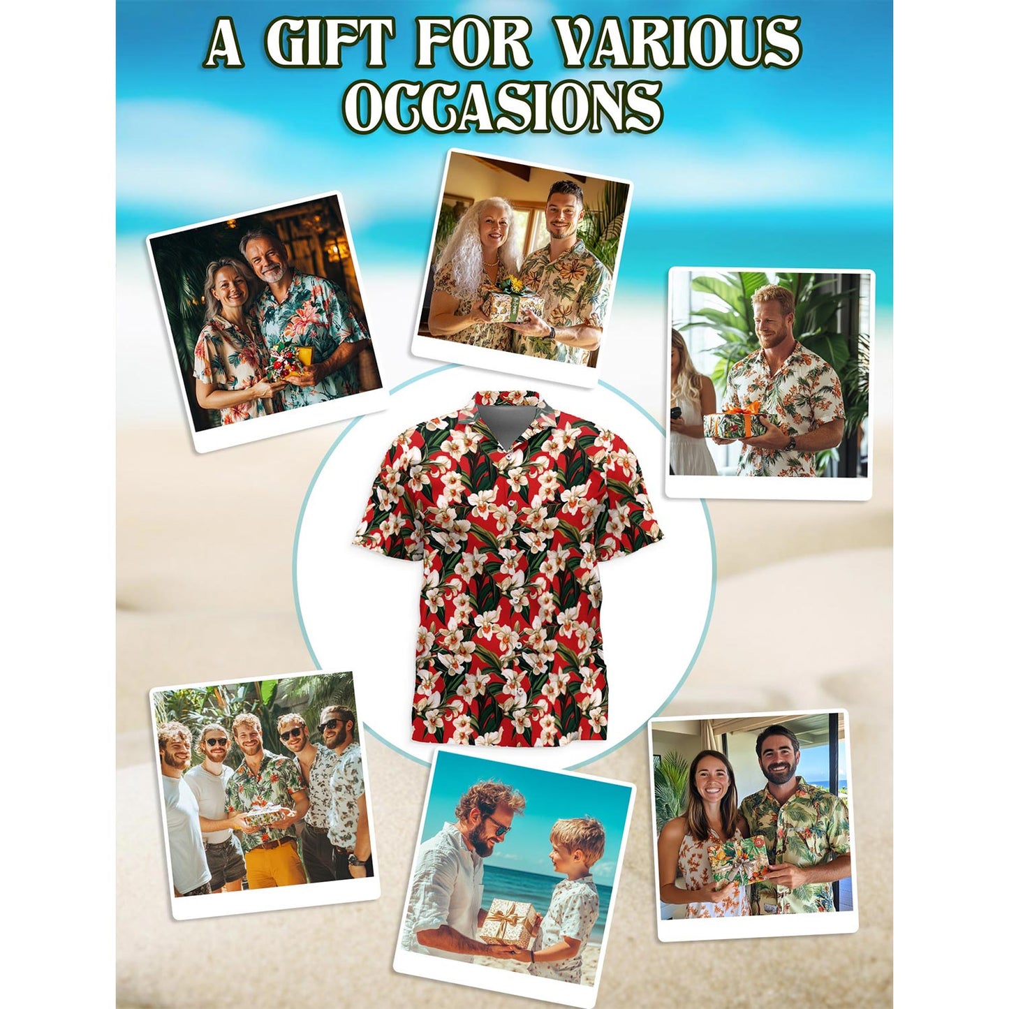 Orchid Ginger Red Hawaiian Shirt for Men, Button Down Aloha Shirt - Azhawaiian