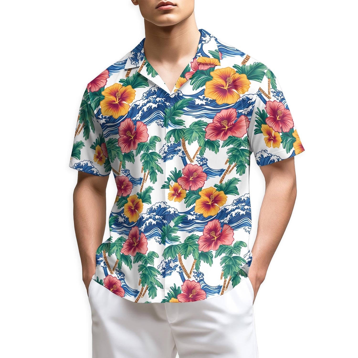 Azhawaiian Palm Tree Floral Hawaiian Shirt for Men