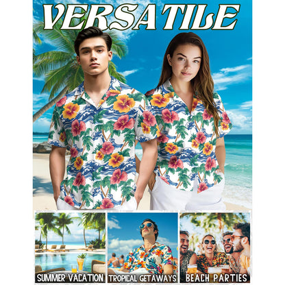 Palm Tree Floral Hawaiian Shirt for Men, Button Down Aloha Shirt - Azhawaiian