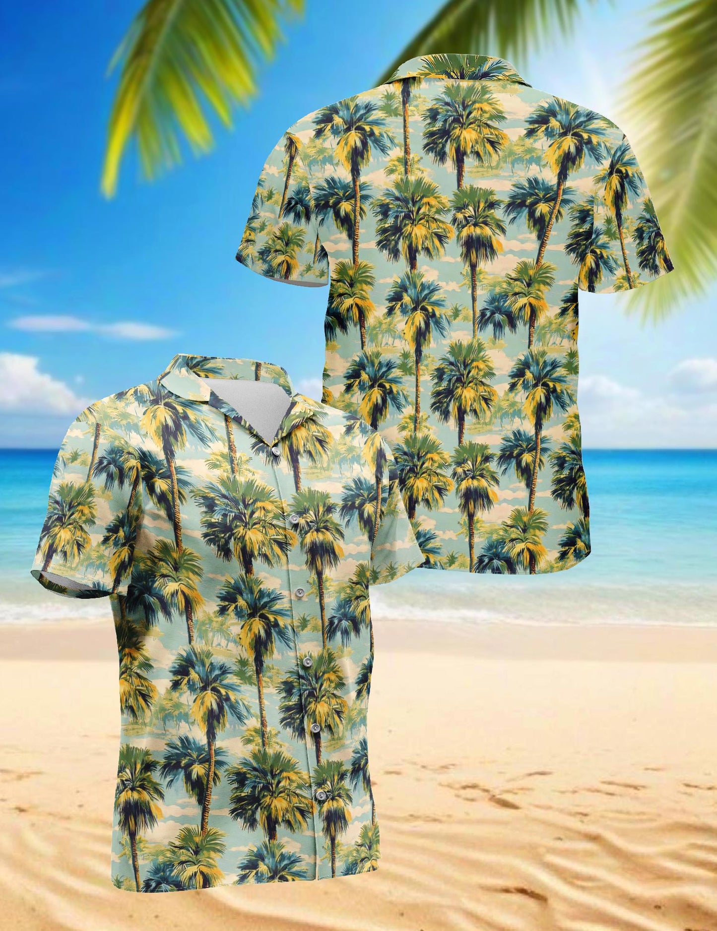 Palm Tree Hawaiian Shirt for Men, Button Down Aloha Shirt - Azhawaiian