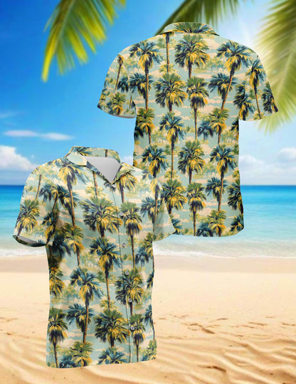 Palm Tree Hawaiian Shirt for Men, Button Down Aloha Shirt - Azhawaiian