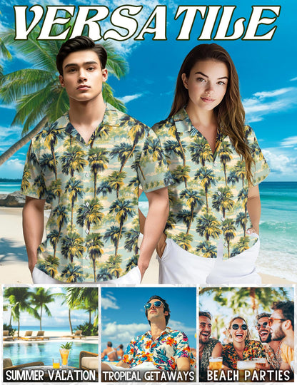 Palm Tree Hawaiian Shirt for Men, Button Down Aloha Shirt - Azhawaiian