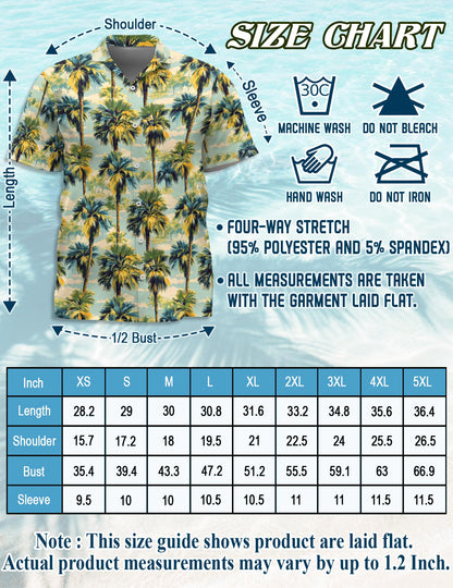 Palm Tree Hawaiian Shirt for Men, Button Down Aloha Shirt - Azhawaiian