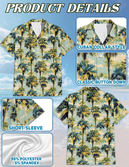 Palm Tree Hawaiian Shirt for Men, Button Down Aloha Shirt - Azhawaiian