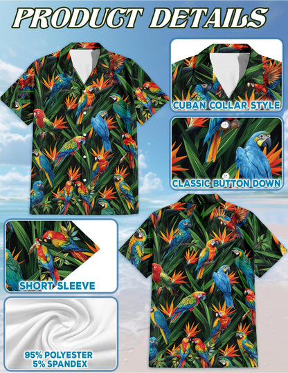 Parrot Amazing Hawaiian Shirt for Men, Button Down Aloha Shirt - Azhawaiian