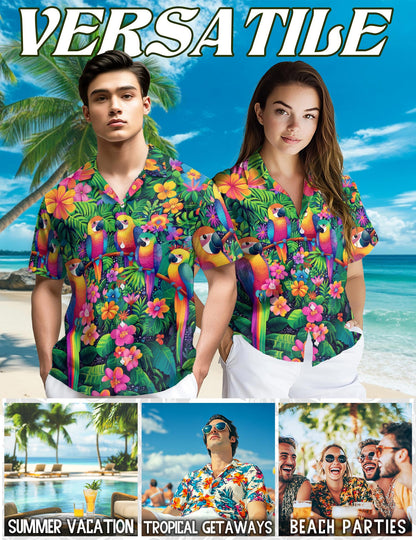 Parrot Hawaiian Shirt for Men, Button Down Aloha Shirt - Azhawaiian