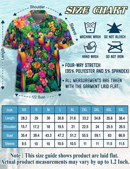 Parrot Hawaiian Shirt for Men, Button Down Aloha Shirt - Azhawaiian