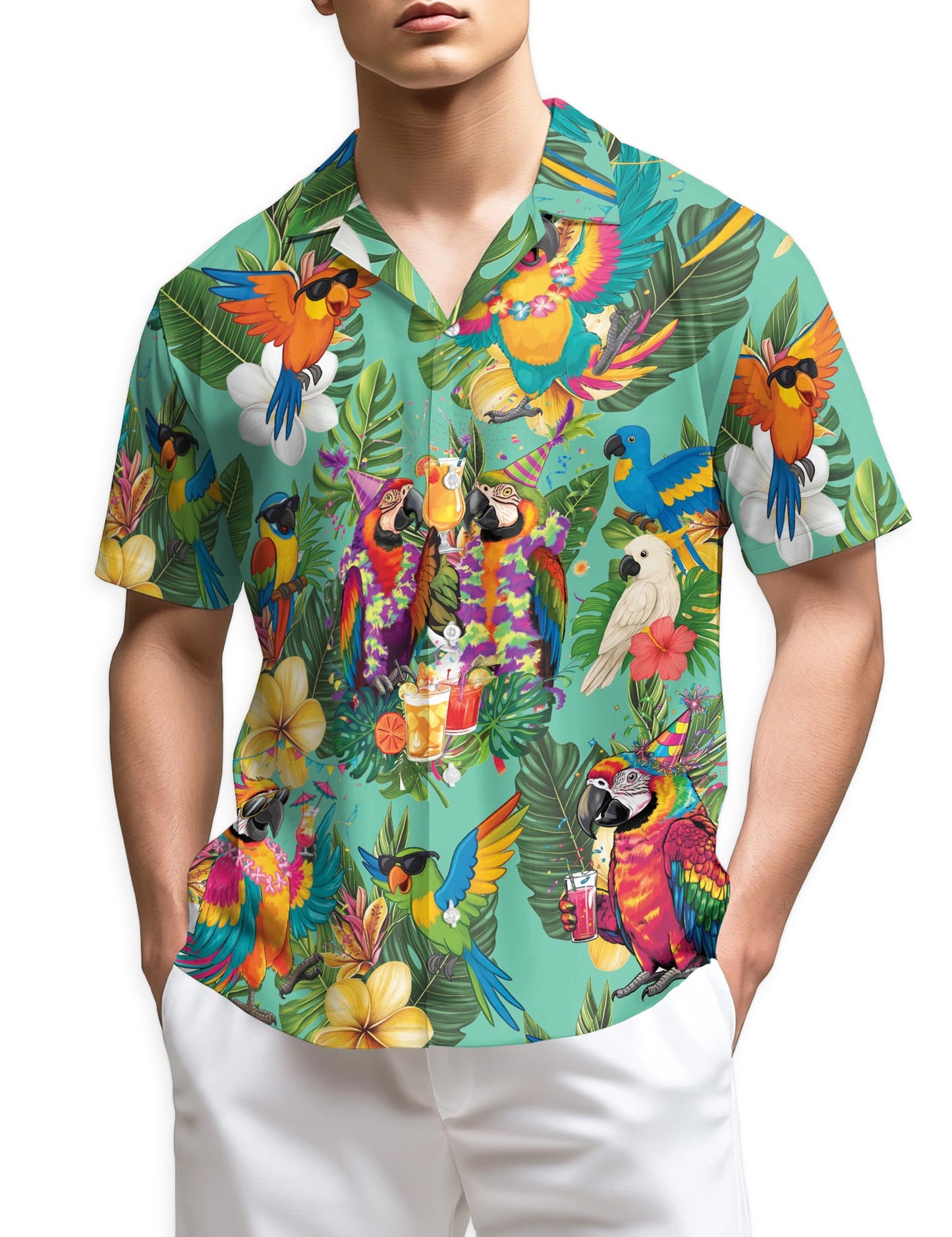 Azhawaiian Parrots Hawaiian Shirt for Men