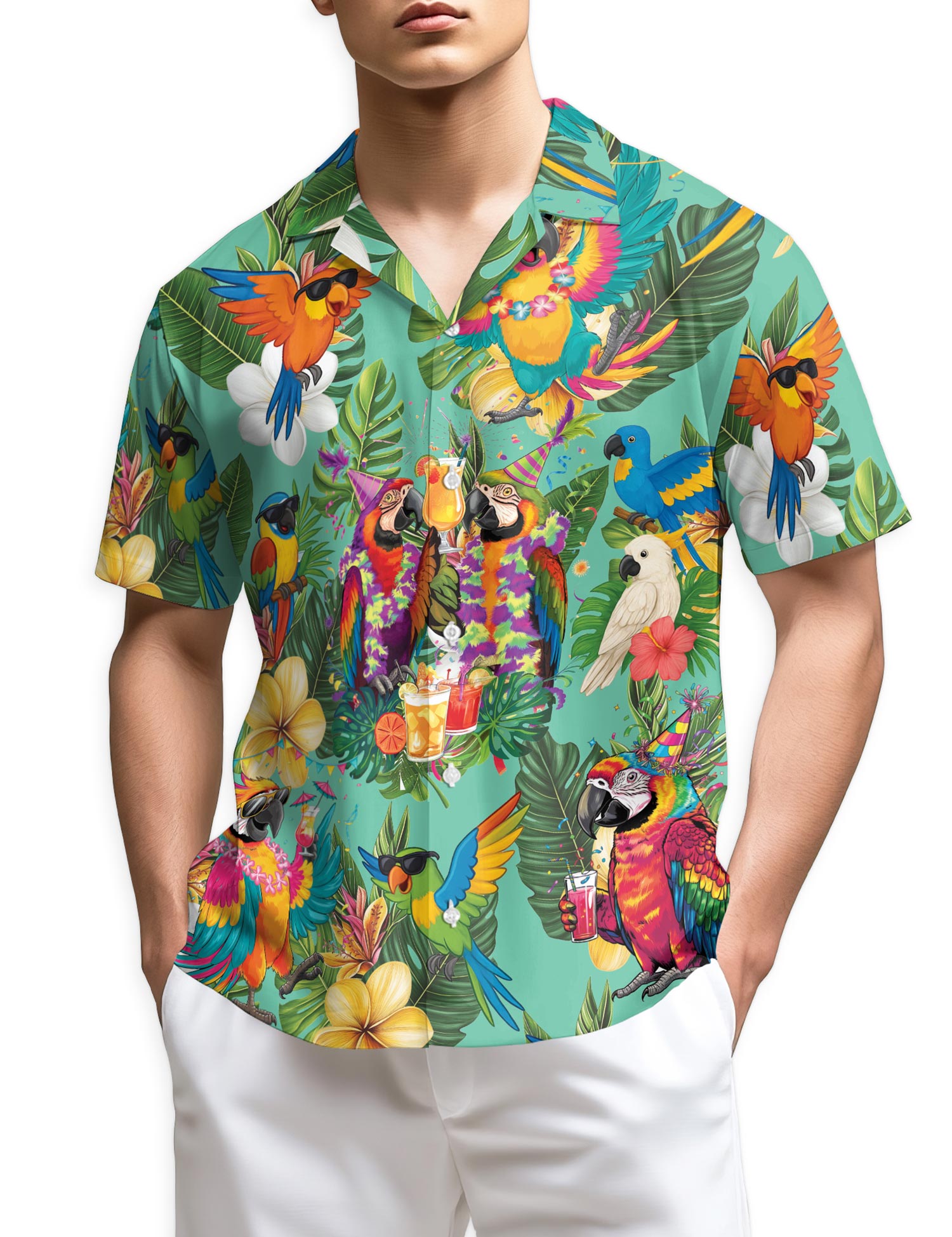 Azhawaiian Parrots Hawaiian Shirt for Men
