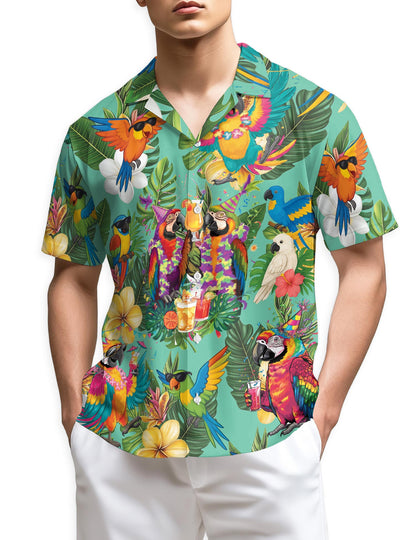 Azhawaiian Parrots Hawaiian Shirt for Men