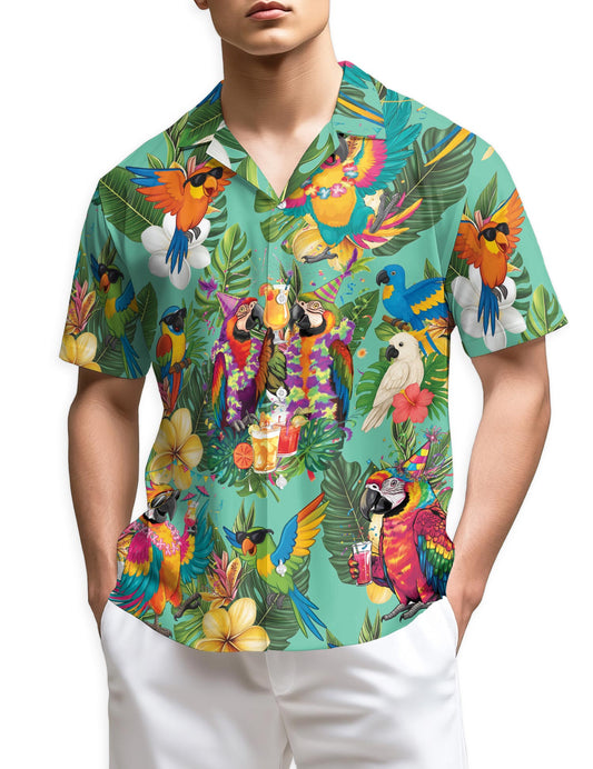 Azhawaiian Parrots Hawaiian Shirt for Men