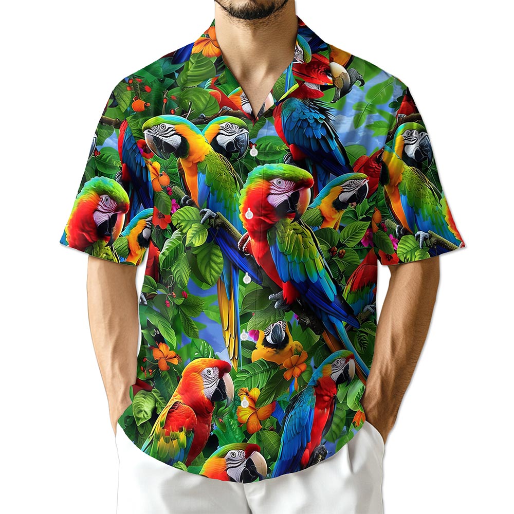 Azhawaiian Parrots Hawaiian Shirt for Men