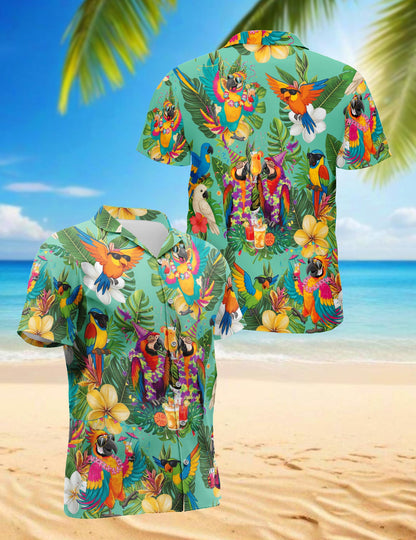 Parrots Hawaiian Shirt for Men, Button Down Aloha Shirt - Azhawaiian