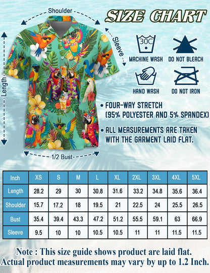 Parrots Hawaiian Shirt for Men, Button Down Aloha Shirt - Azhawaiian