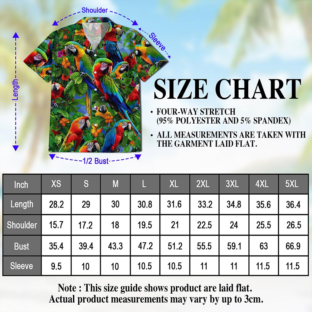 Parrots Hawaiian Shirt for Men, Button Down Aloha Shirt - Azhawaiian