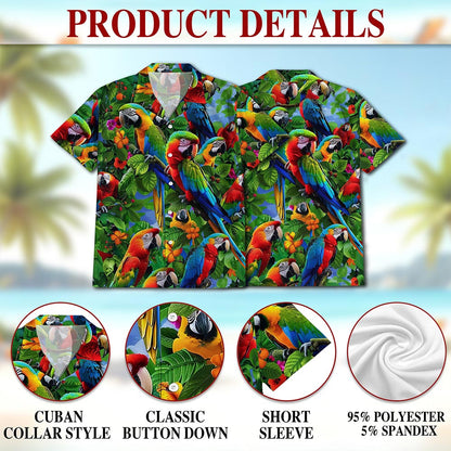 Parrots Hawaiian Shirt for Men, Button Down Aloha Shirt - Azhawaiian