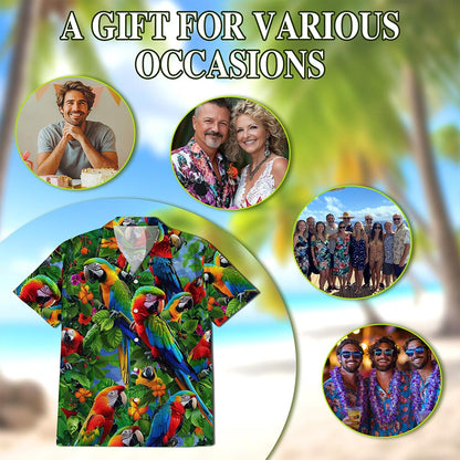 Parrots Hawaiian Shirt for Men, Button Down Aloha Shirt - Azhawaiian