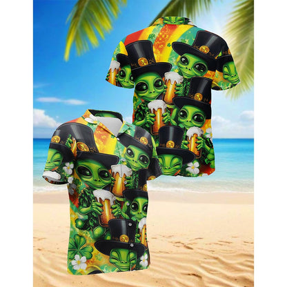 Patrick Alien Hawaiian Shirt for Men, Button Down Aloha Shirt - Azhawaiian