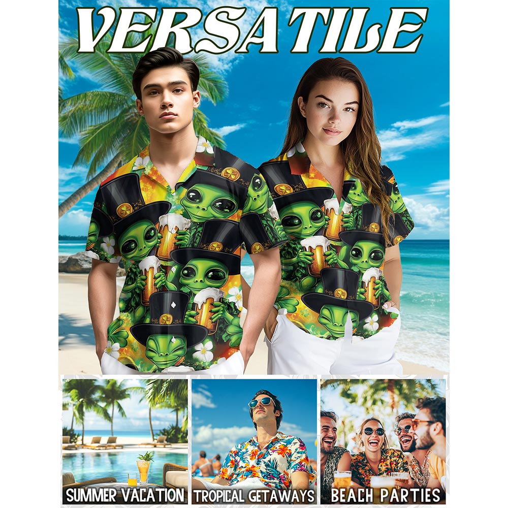 Patrick Alien Hawaiian Shirt for Men, Button Down Aloha Shirt - Azhawaiian