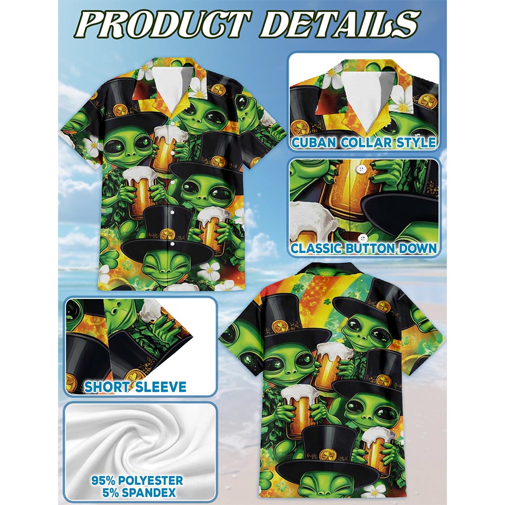 Patrick Alien Hawaiian Shirt for Men, Button Down Aloha Shirt - Azhawaiian