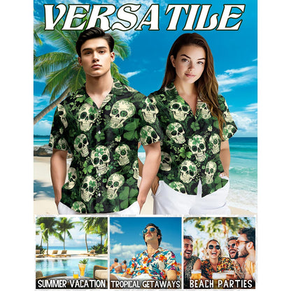 Patrick Skull Tropical Hawaiian Shirt for Men, Button Down Aloha Shirt - Azhawaiian
