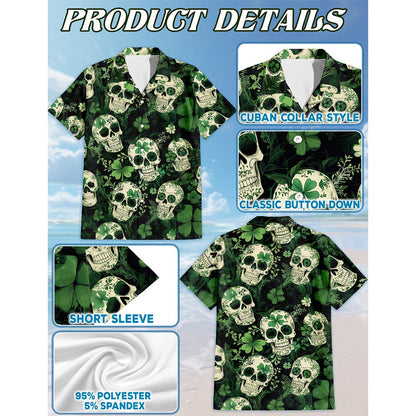 Patrick Skull Tropical Hawaiian Shirt for Men, Button Down Aloha Shirt - Azhawaiian