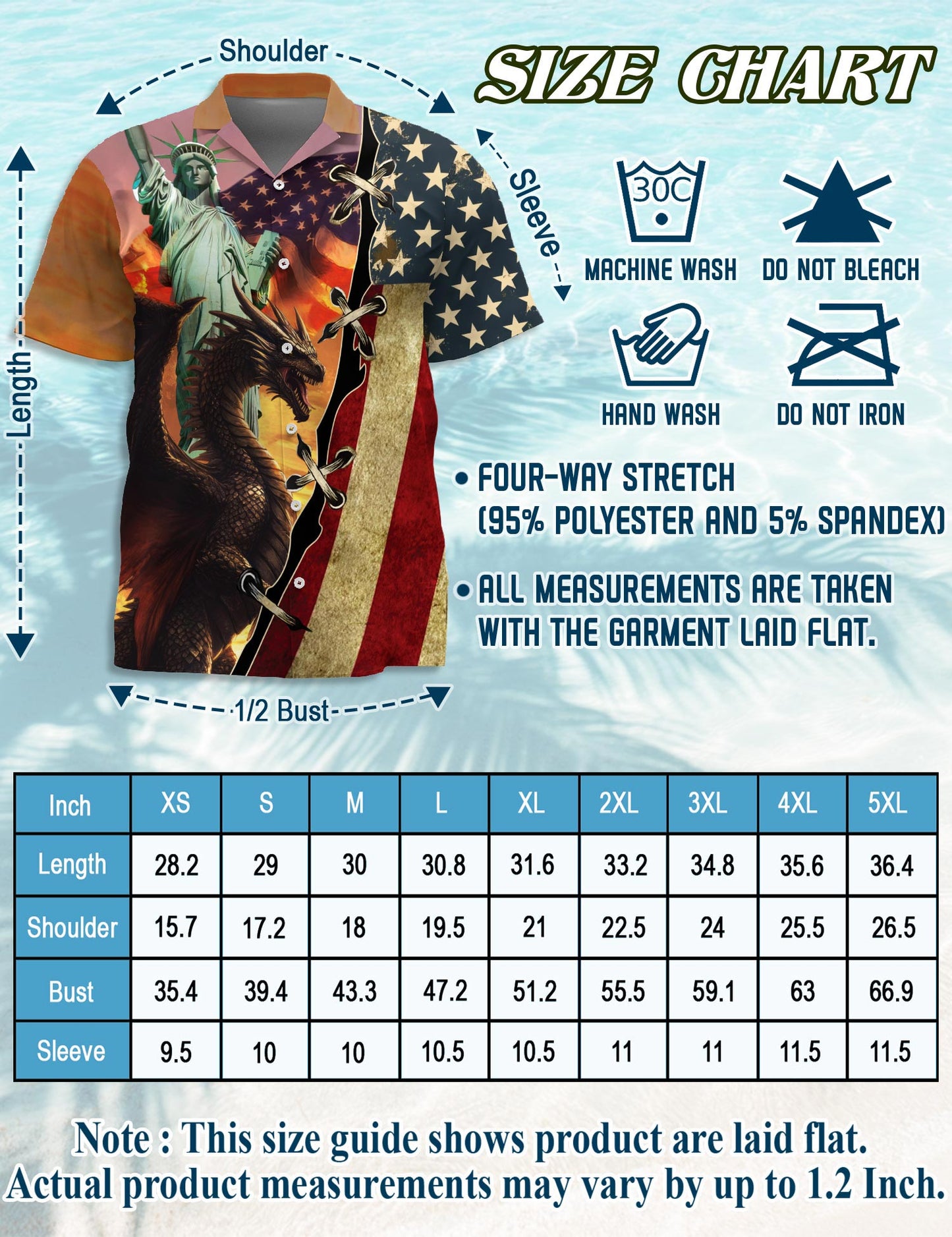 Patriotic Dragon US Flag Hawaiian Shirt for Men, Button Down Aloha Shirt - Azhawaiian