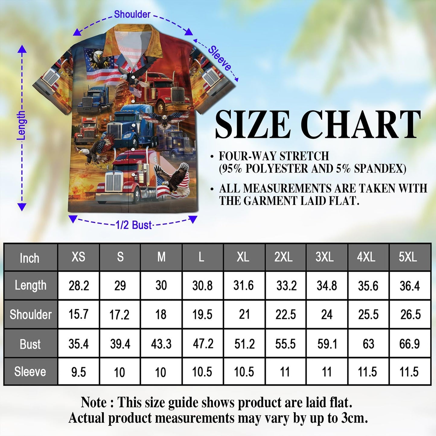 Patriotic Truck Driver Hawaiian Shirt for Men, Button Down Aloha Shirt - Azhawaiian