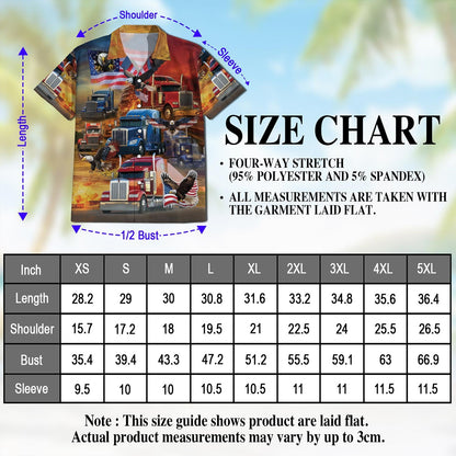 Patriotic Truck Driver Hawaiian Shirt for Men, Button Down Aloha Shirt - Azhawaiian