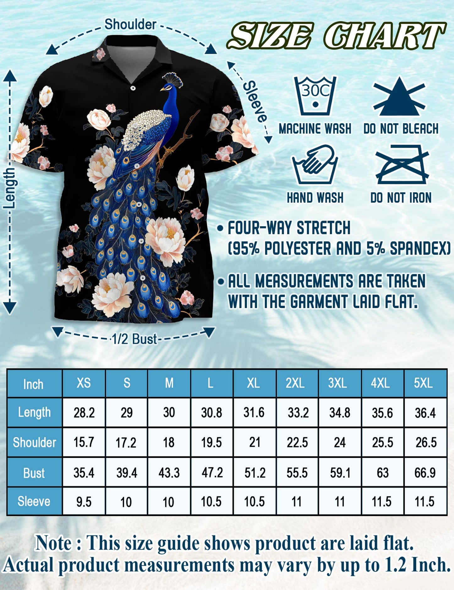Peacock Peony Hawaiian Shirt for Men, Button Down Aloha Shirt - Azhawaiian