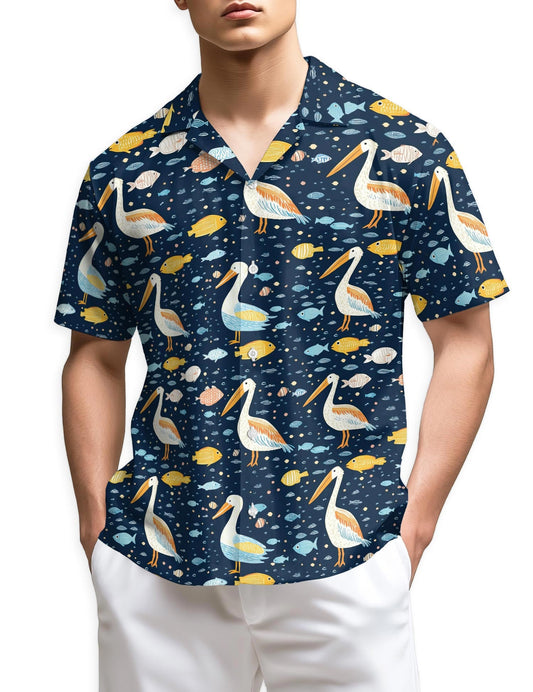 Azhawaiian Pelican Fish  Hawaiian Shirt for Men