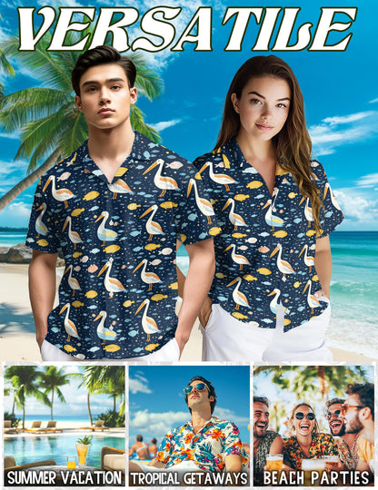 Pelican Fish Hawaiian Shirt for Men, Button Down Aloha Shirt - Azhawaiian