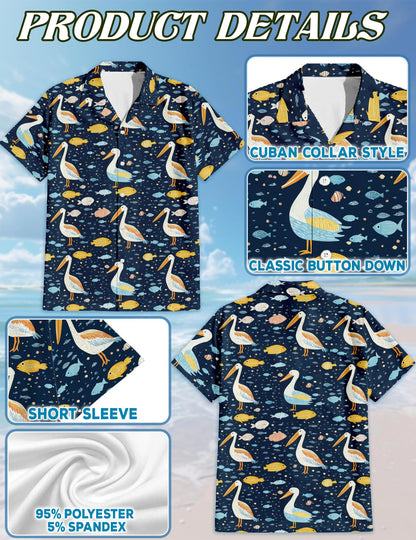 Pelican Fish Hawaiian Shirt for Men, Button Down Aloha Shirt - Azhawaiian
