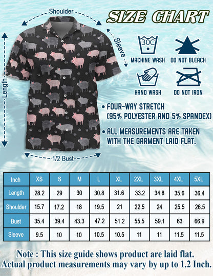Pig Pattern Hawaiian Shirt for Men, Button Down Aloha Shirt - Azhawaiian