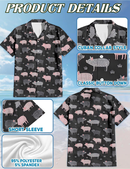 Pig Pattern Hawaiian Shirt for Men, Button Down Aloha Shirt - Azhawaiian