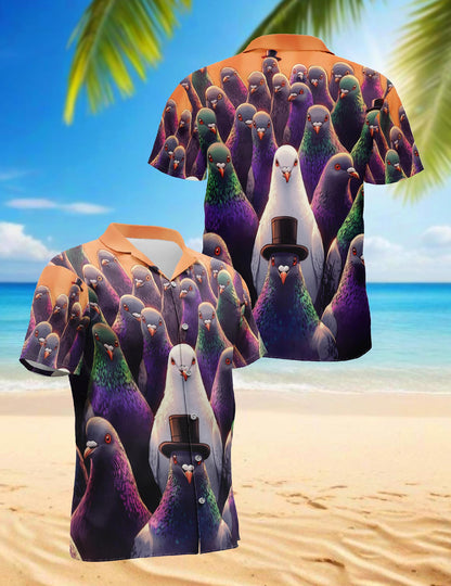 Pigeon Hunting Hawaiian Shirt for Men, Button Down Aloha Shirt - Azhawaiian