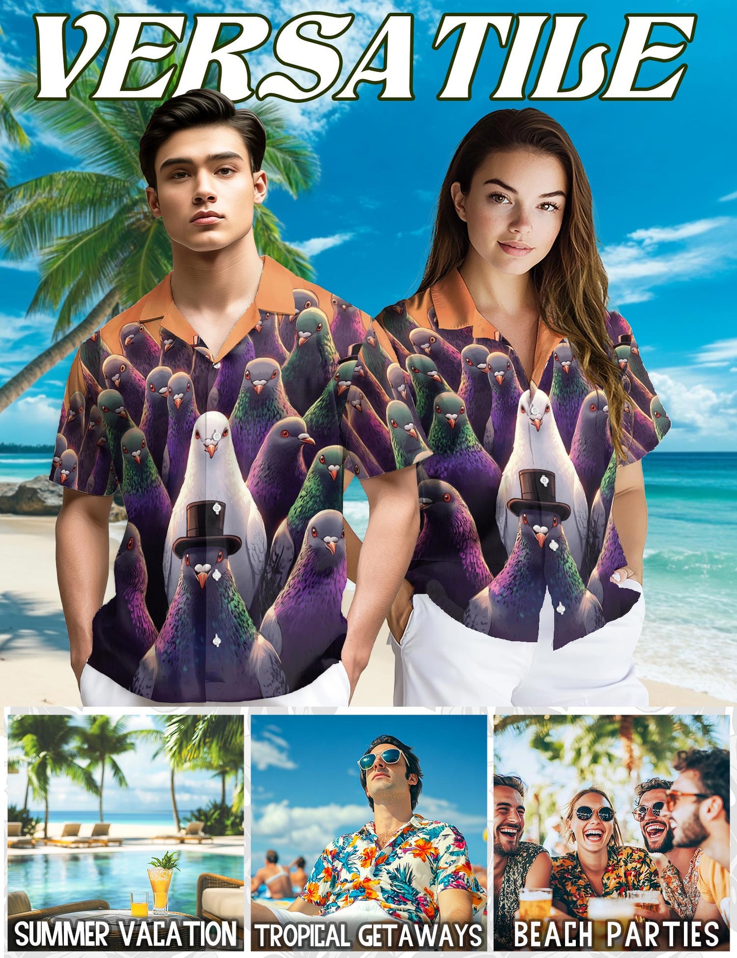 Pigeon Hunting Hawaiian Shirt for Men, Button Down Aloha Shirt - Azhawaiian