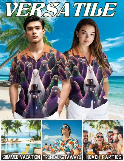 Pigeon Hunting Hawaiian Shirt for Men, Button Down Aloha Shirt - Azhawaiian