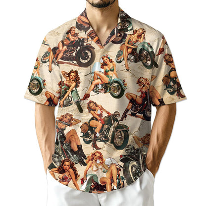 Azhawaiian Pin Up Girls On Motorcycles Hawaiian Shirt for Men Women