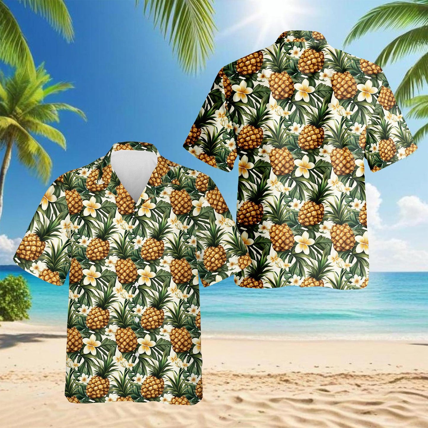 Pineapple Gold Hawaiian Shirt for Men, Button Down Aloha Shirt - Azhawaiian