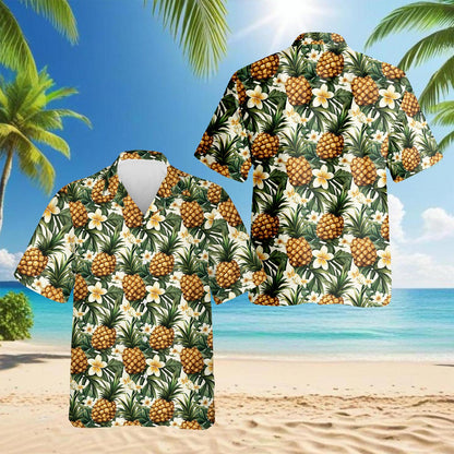 Pineapple Gold Hawaiian Shirt for Men, Button Down Aloha Shirt - Azhawaiian