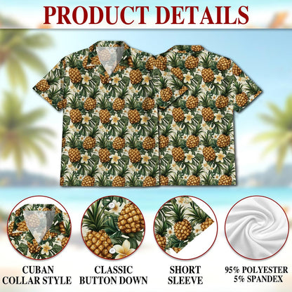 Pineapple Gold Hawaiian Shirt for Men, Button Down Aloha Shirt - Azhawaiian