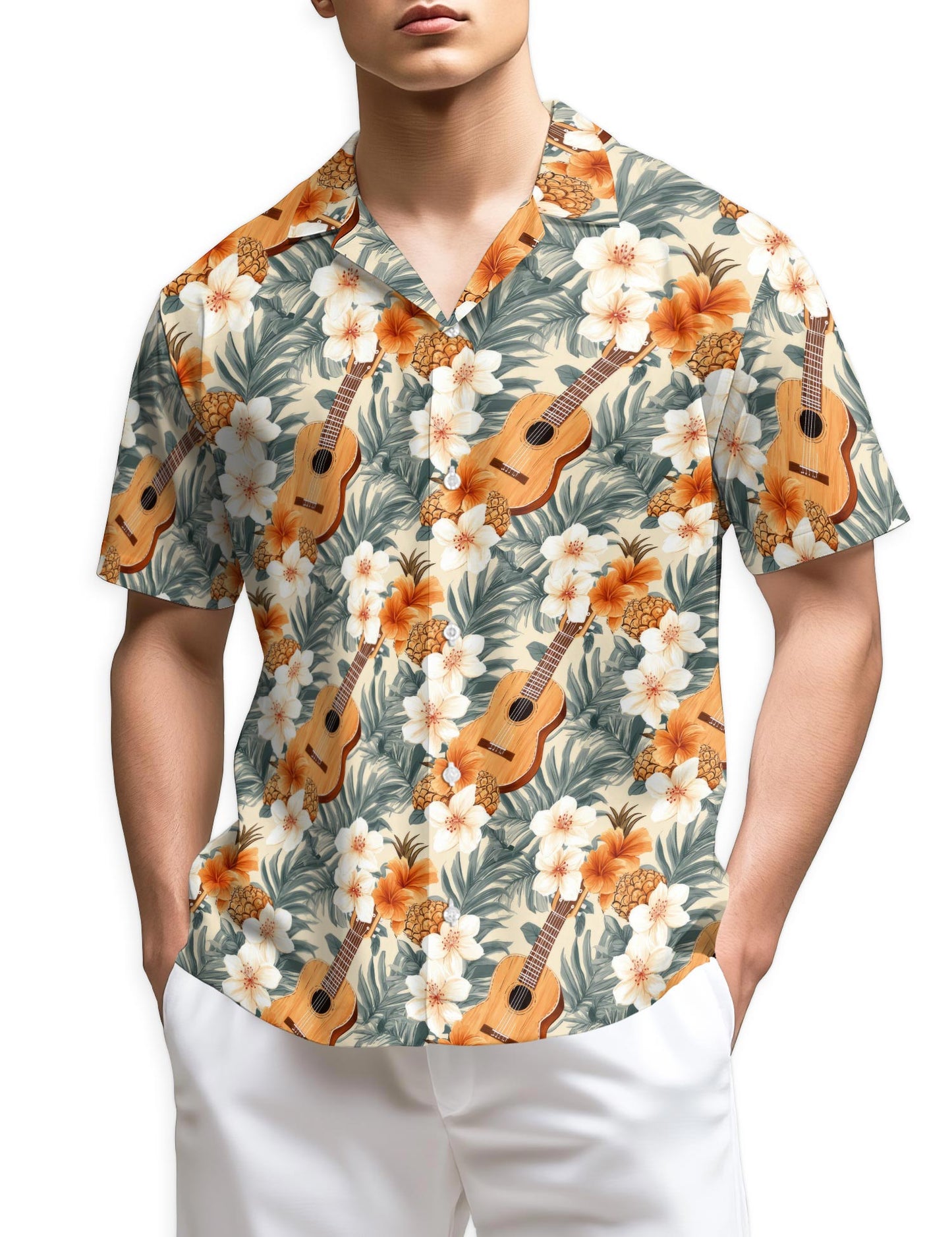 Azhawaiian Pineapple Guitar Hawaiian Shirt for Men