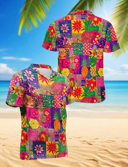 Pineapple Hawaiian Shirt for Men, Button Down Aloha Shirt - Azhawaiian