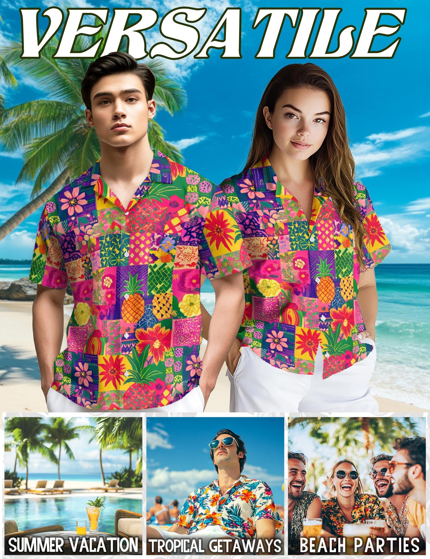 Pineapple Hawaiian Shirt for Men, Button Down Aloha Shirt - Azhawaiian
