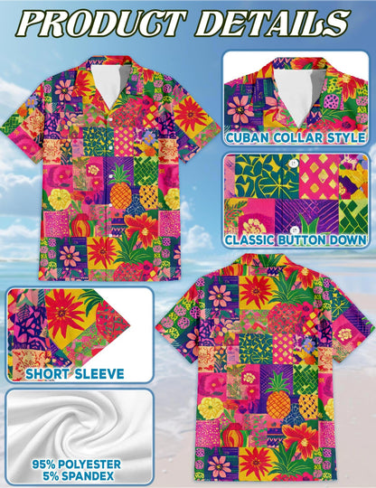Pineapple Hawaiian Shirt for Men, Button Down Aloha Shirt - Azhawaiian