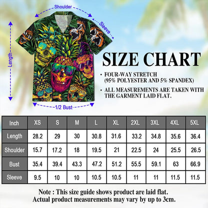 Pineapple Skull Hawaiian Shirt for Men, Button Down Aloha Shirt - Azhawaiian