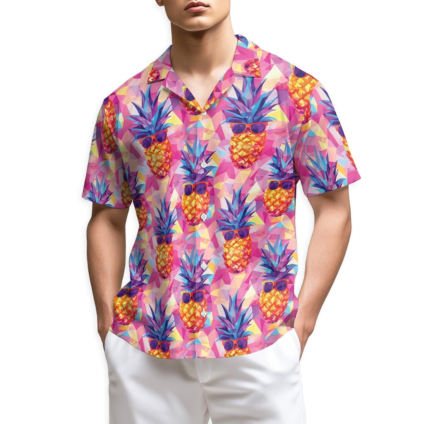 Azhawaiian Pineapple Wear Sunglasses Hawaiian Shirt for Men